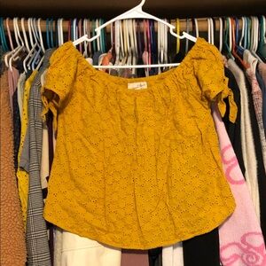 Universal Thread Mustard Eyelet Off-Shoulder Blouse